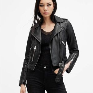 All Saints Balfern Leather Biker Jacket Size 6